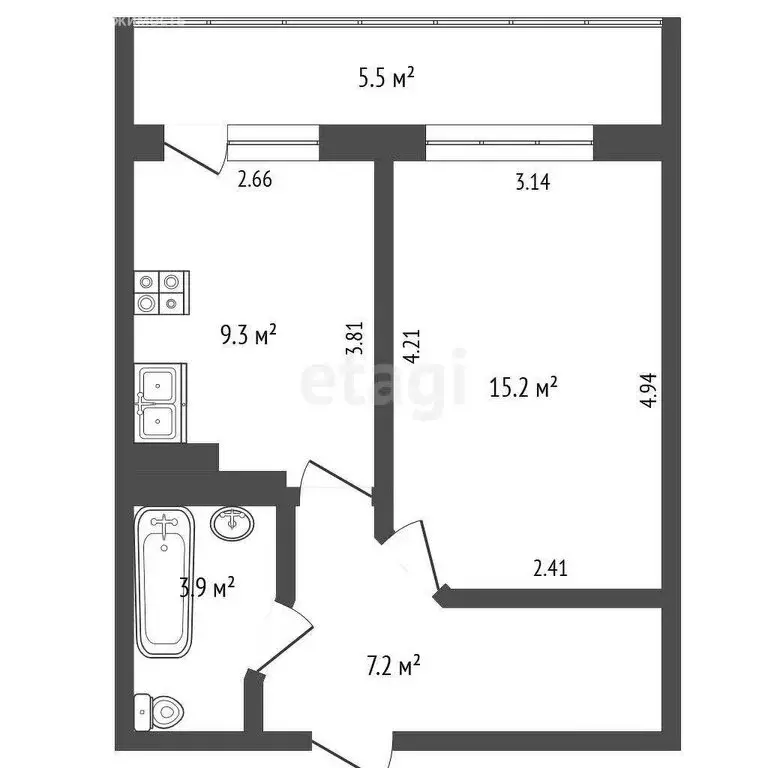 1-комнатная квартира: Набережные Челны, улица Раскольникова, 15 (35.6 ... - Фото 1