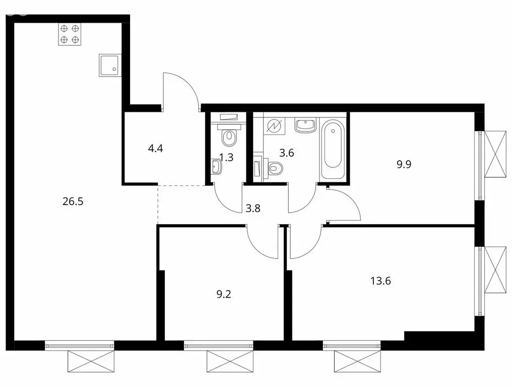 3-комнатная квартира: Москва, жилой комплекс Кавказский Бульвар 51, ... - Фото 1