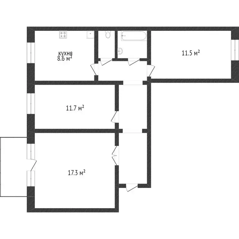 3-комнатная квартира: Златоуст, улица имени М.С. Урицкого, 35 (67.2 м) - Фото 1