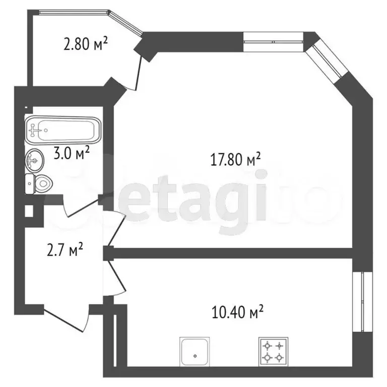 1-к. квартира, 36,3 м, 6/10 эт. - Фото 0