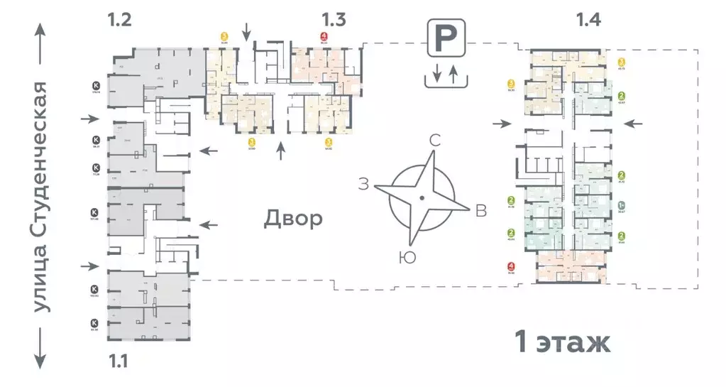 3-к кв. Свердловская область, Екатеринбург ул. Студенческая, 1Д (65.73 ... - Фото 1