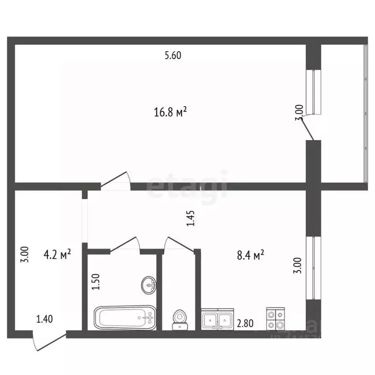 1-к кв. Челябинская область, Челябинск ул. Островского, 38 (39.3 м) - Фото 1