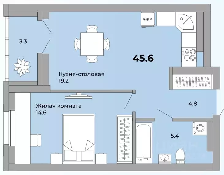 1-к кв. Свердловская область, Екатеринбург пер. Черниговский, 20 (47.2 ... - Фото 2