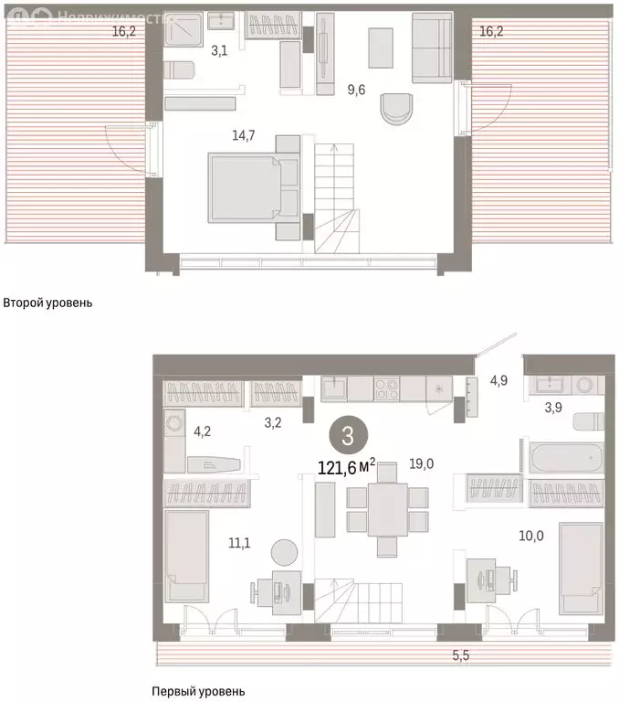 3-комнатная квартира: Тюмень, улица Республики, 205к2 (124.5 м) - Фото 2