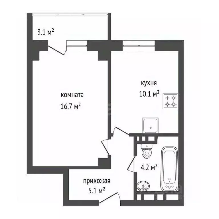 1-к кв. Красноярский край, Красноярск ул. Петра Подзолкова, 21 (41.0 ... - Фото 2