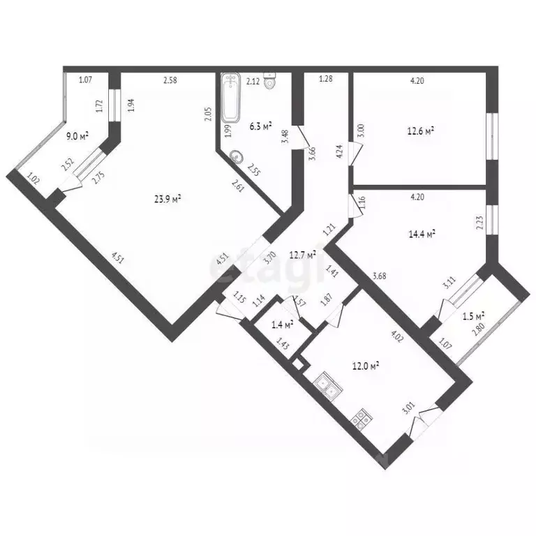 3-к кв. Калининградская область, Калининград ул. Белинского, 44 (93.0 ... - Фото 2