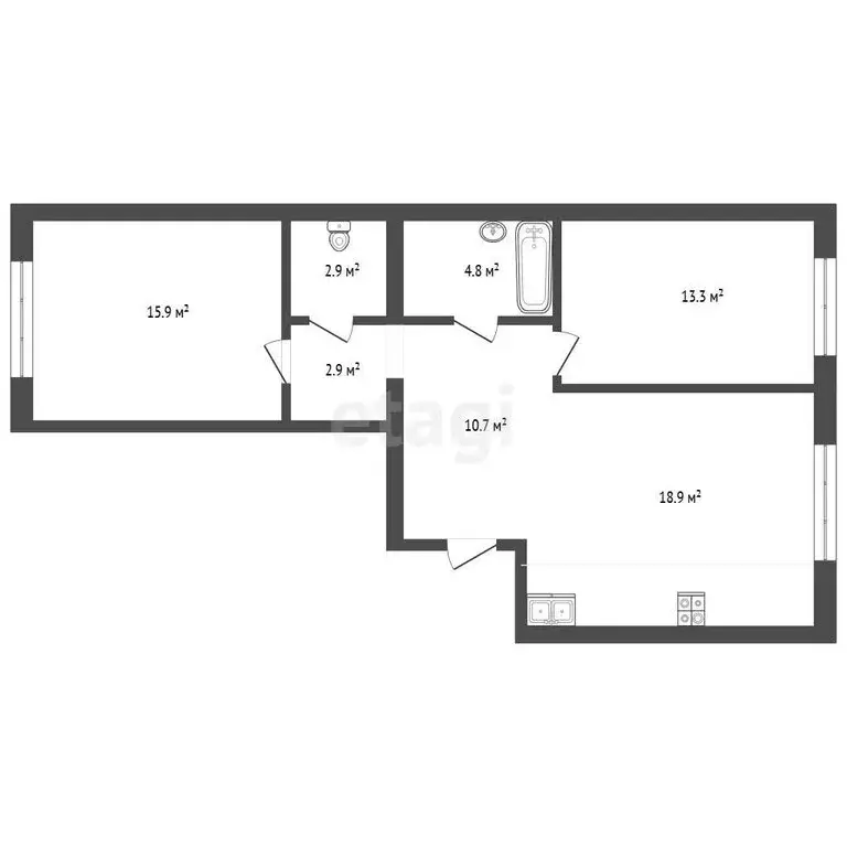 2-комнатная квартира: Тюмень, улица Республики, 204к12 (69.9 м) - Фото 1