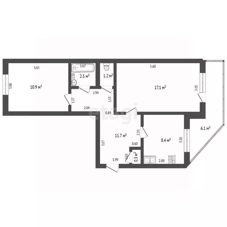 2-к кв. Нижегородская область, Кулебаки ул. Адмирала Макарова, 63 ... - Фото 2