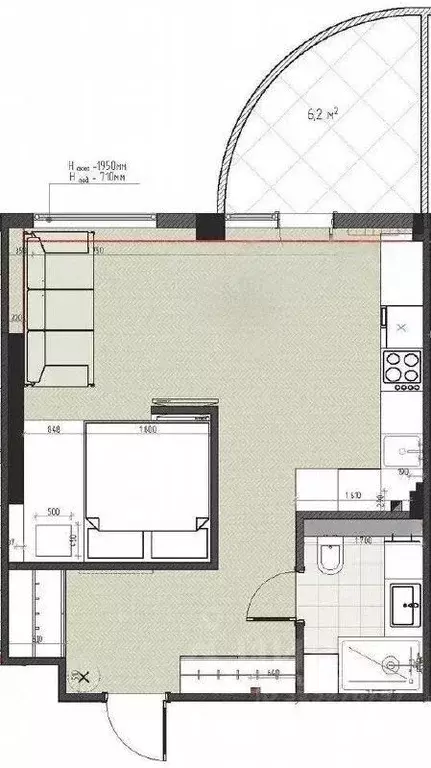 1-к кв. Крым, Ялта проезд Парковый, 9А (43.3 м) - Фото 1