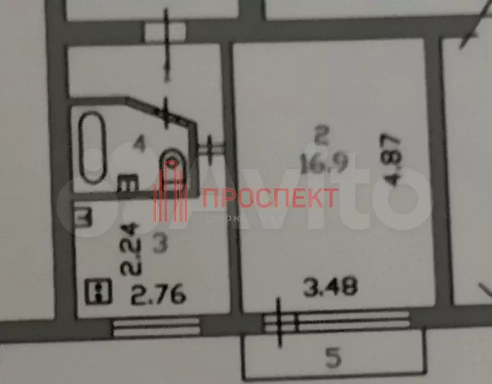1-к. квартира, 29,7 м, 4/5 эт. - Фото 0
