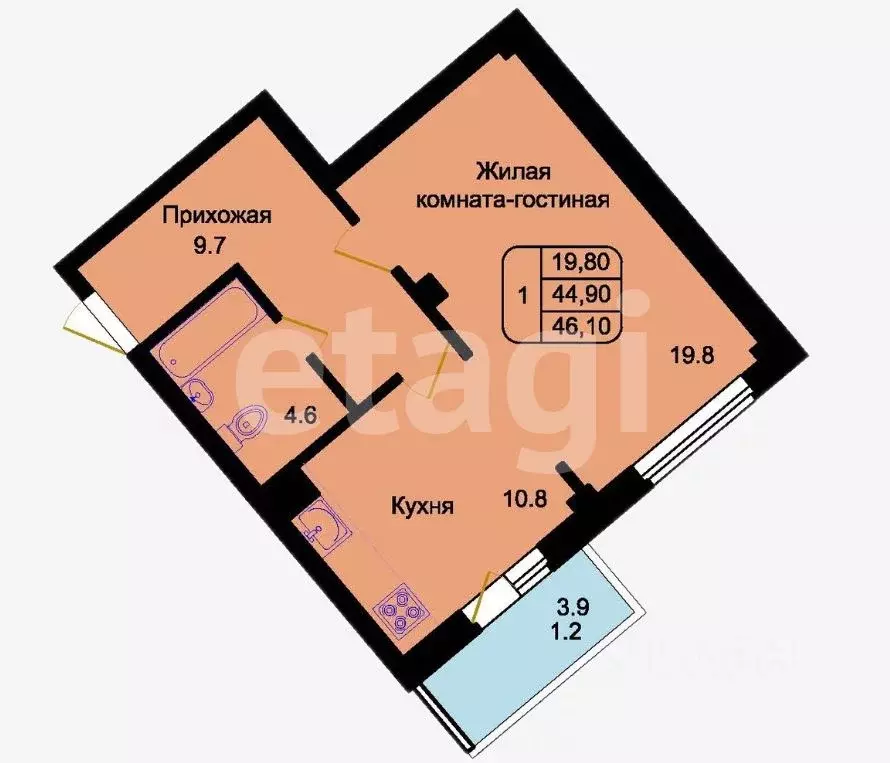 1-к кв. Псковская область, Псковский район, Писковичская волость, д. ... - Фото 2