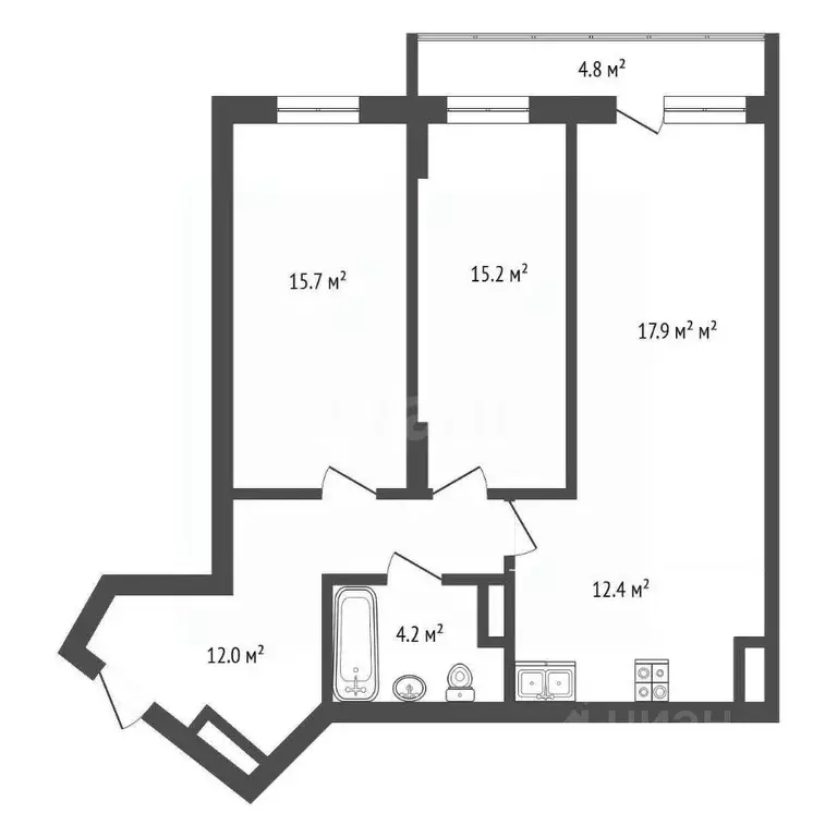 3-к кв. Челябинская область, Челябинск ул. Курчатова, 11 (77.5 м) - Фото 1