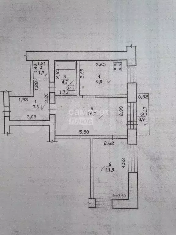 2-к. квартира, 53 м, 3/5 эт. - Фото 0