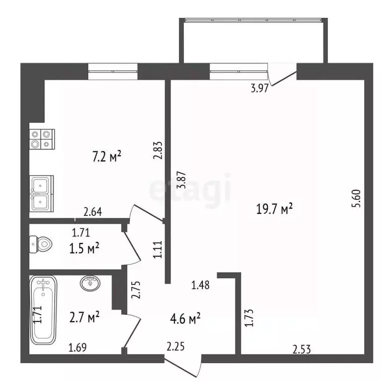 1-к кв. Крым, Саки ул. Набережная (35.7 м) - Фото 1