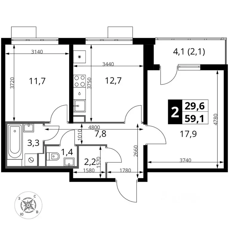 2-к кв. Московская область, Ленинский городской округ, пос. Битца ... - Фото 1