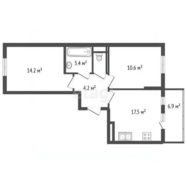 2-к кв. Санкт-Петербург ул. Плесецкая, 10 (51.1 м) - Фото 1