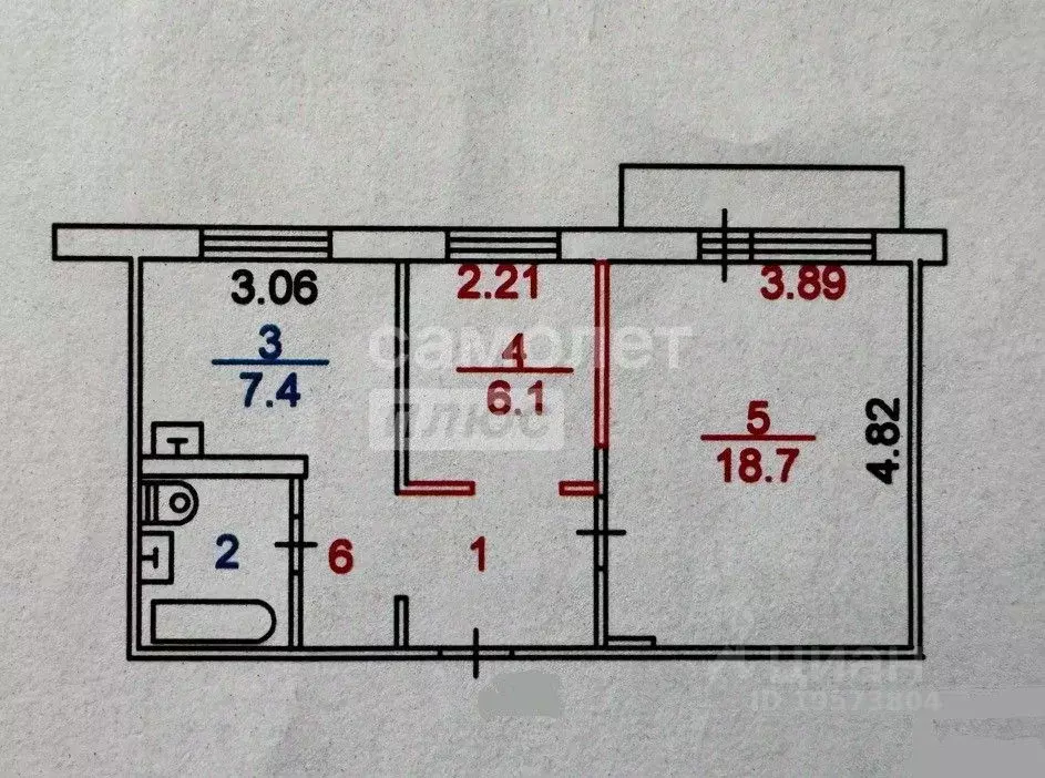 2-к кв. Томская область, Томск ул. Интернационалистов, 24 (42.3 м) - Фото 1