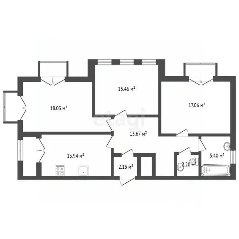 3-к кв. Калининградская область, Калининград ул. Генерал-майора ... - Фото 2