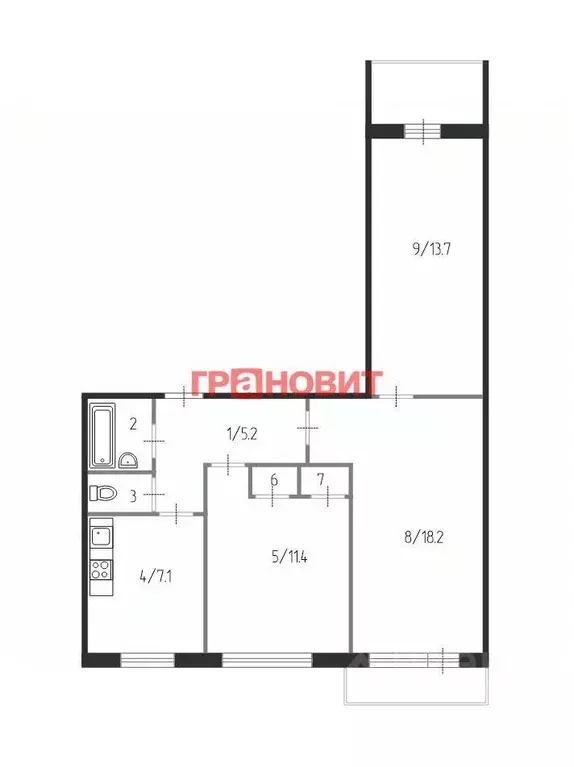 3-к кв. Новосибирская область, Новосибирск Затулинский жилмассив, ул. ... - Фото 2