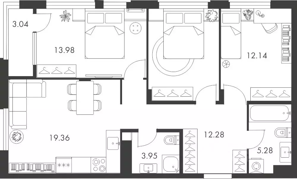 3-к кв. Тульская область, Тула ул. Карпова, 103А (82.17 м) - Фото 0