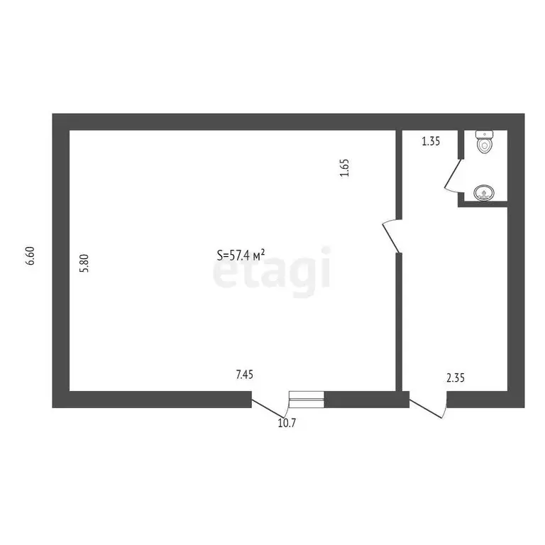 Торговая площадь (57.4 м) - Фото 1