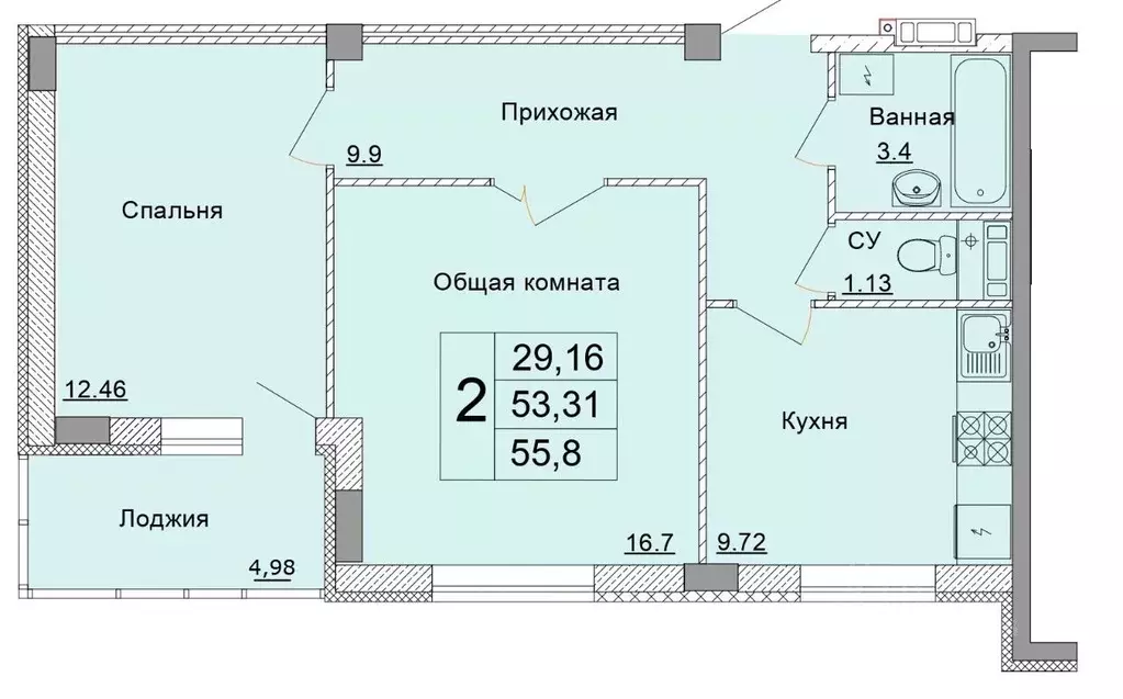 2-к кв. Белгородская область, Старый Оскол Степной мкр, 33Е (55.8 м) - Фото 0