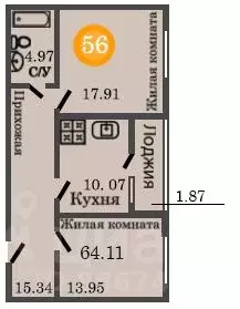 2-к кв. калининградская область, калининград ул. генерал-фельдмаршала . - Фото 0