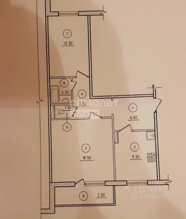 2-к кв. Омская область, Омск Осоавиахимовская ул., 181к1 (56.6 м) - Фото 2