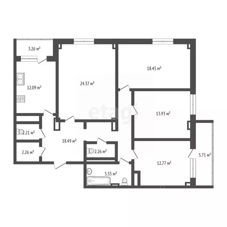 4-к кв. Тюменская область, Тюмень бул. Бориса Щербины, 22 (110.7 м) - Фото 2