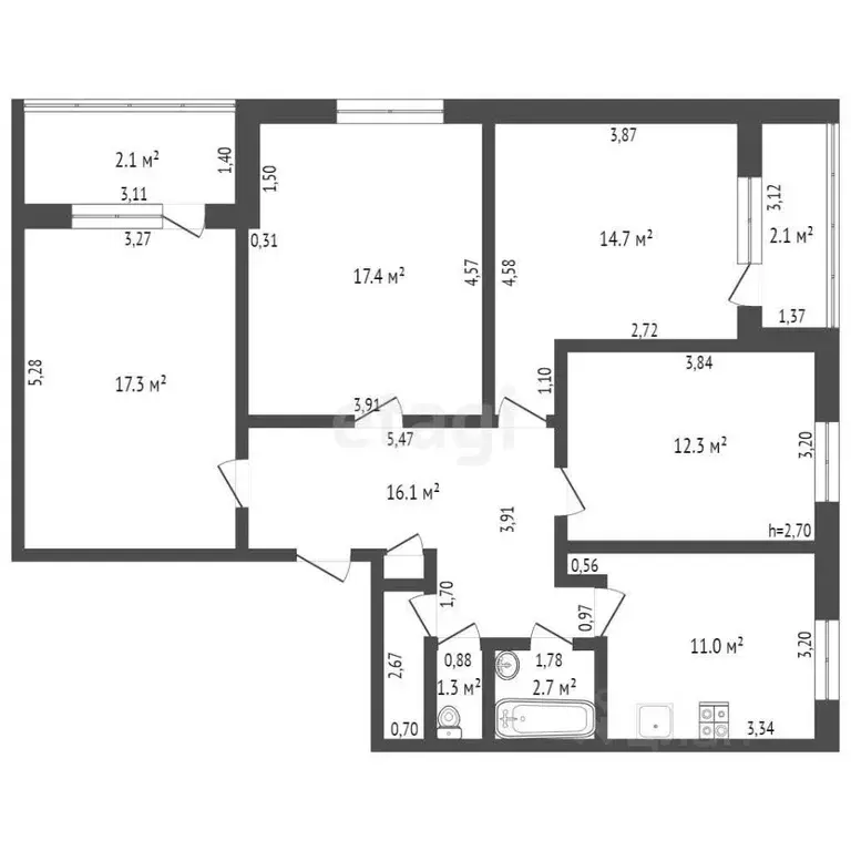 4-к кв. Брянская область, Брянск Советская ул., 34 (99.3 м) - Фото 1