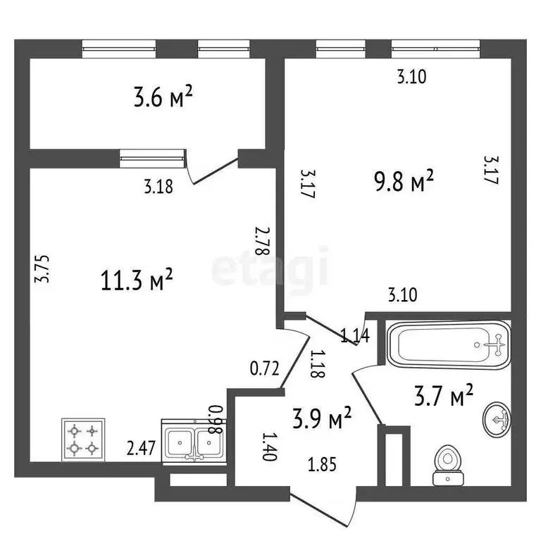 1-комнатная квартира: Санкт-Петербург, Манчестерская улица, 5к1 (32.3 ... - Фото 1