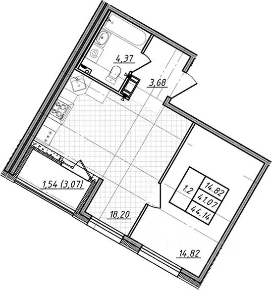 1-к кв. Санкт-Петербург Белоостровская ул., 10к3 (42.61 м) - Фото 1
