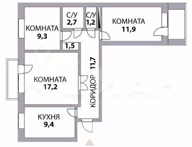 3-к кв. Татарстан, Казань ул. Николая Ершова, 14/2 (70.0 м) - Фото 1