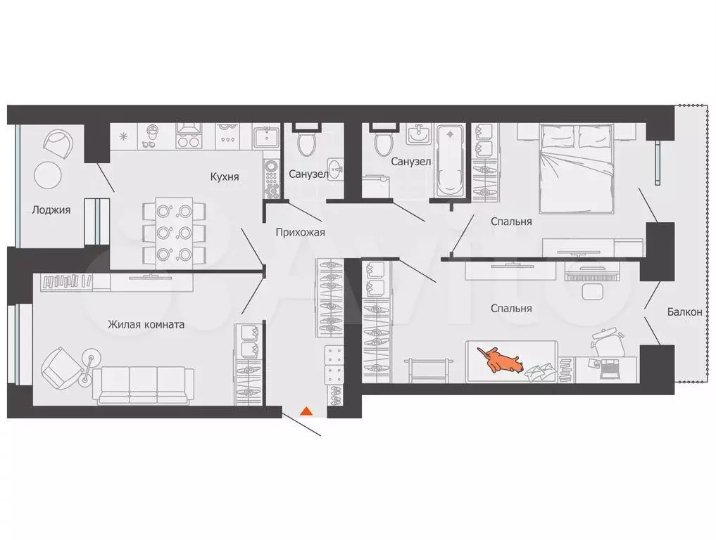 3-к. квартира, 76 м, 2/8 эт. - Фото 0