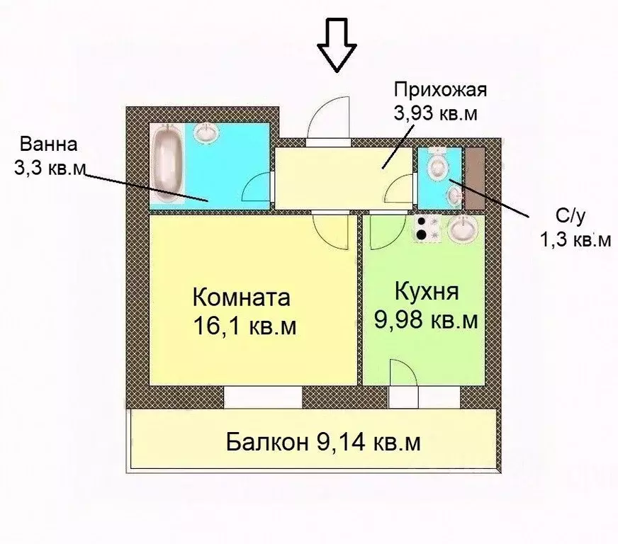 1-к кв. Санкт-Петербург 5-й Предпортовый проезд, 2 (34.8 м) - Фото 2
