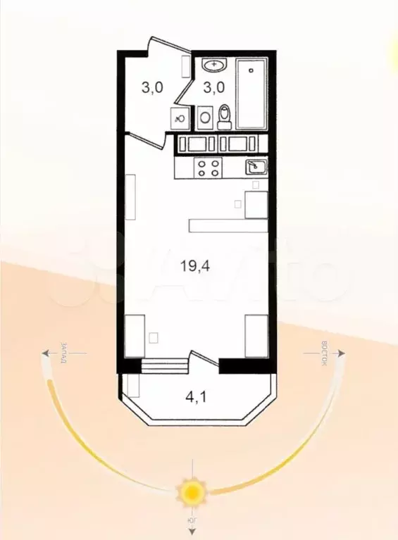 Квартира-студия, 25,4 м, 7/18 эт. - Фото 0