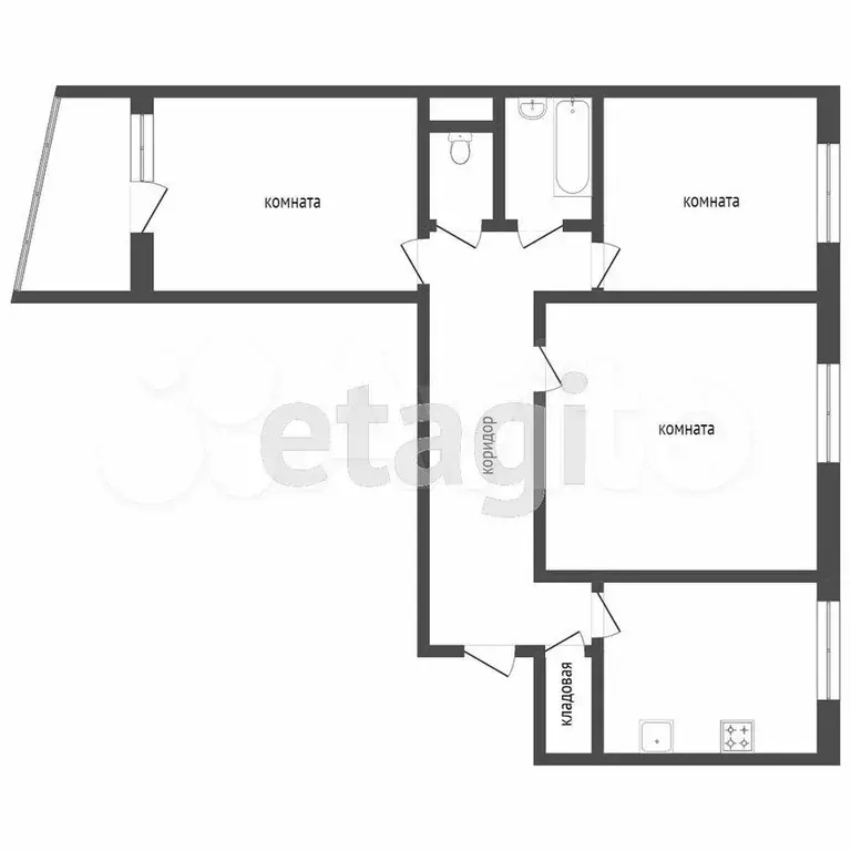 3-к. квартира, 57,7 м, 4/4 эт. - Фото 0