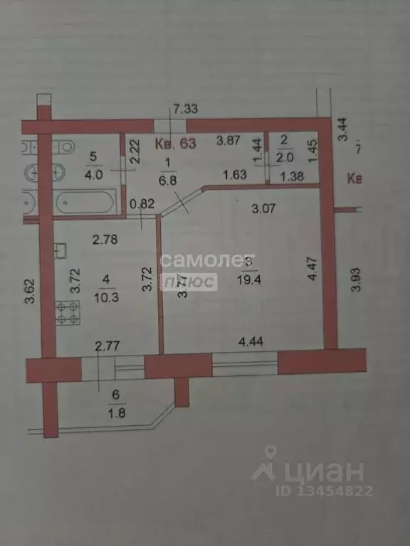 1-к кв. Марий Эл, Йошкар-Ола ул. Петрова, 26 (44.3 м) - Фото 2