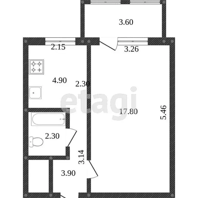 1-комнатная квартира: Комсомольск-на-Амуре, Ленинградская улица, 70к2 ... - Фото 0