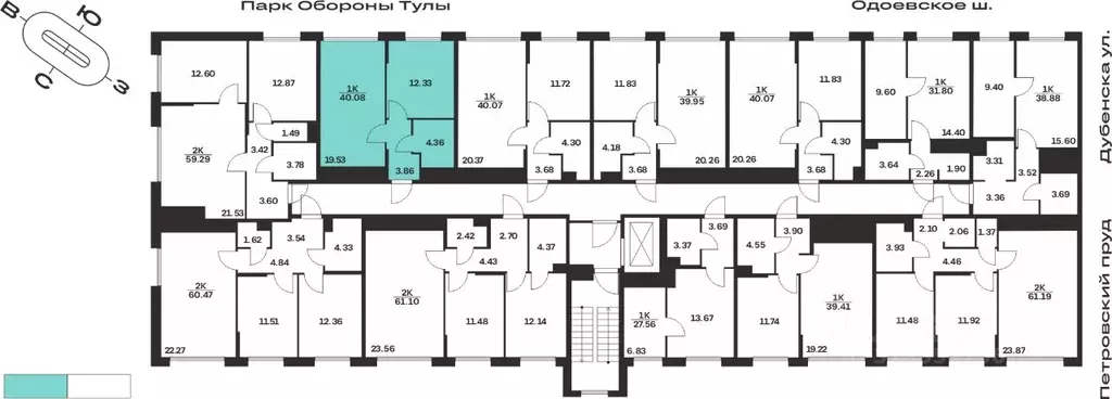 1-к кв. Тульская область, Тула Жукова Парк жилой комплекс (40.08 м) - Фото 1