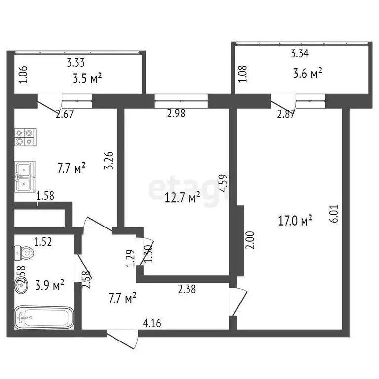 2-комнатная квартира: Анапа, Парковая улица, 64к3 (56.1 м) - Фото 1