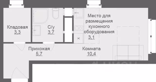 Студия Московская область, Люберцы Шоссейная ул., 42с3 (26.2 м) - Фото 0