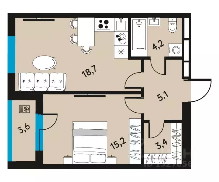 2-к кв. Пермский край, Пермь ул. Пушкина, 91 (48.4 м) - Фото 1