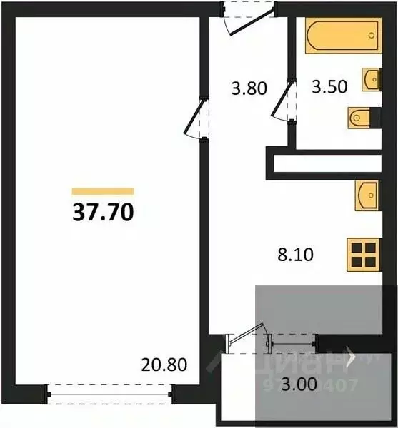 1-к кв. Воронежская область, Воронеж ул. Шибилкина, 9 (37.7 м) - Фото 1