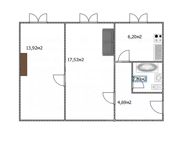 2-к кв. Ульяновская область, Ульяновск Промышленная ул., 42 (45.2 м) - Фото 2
