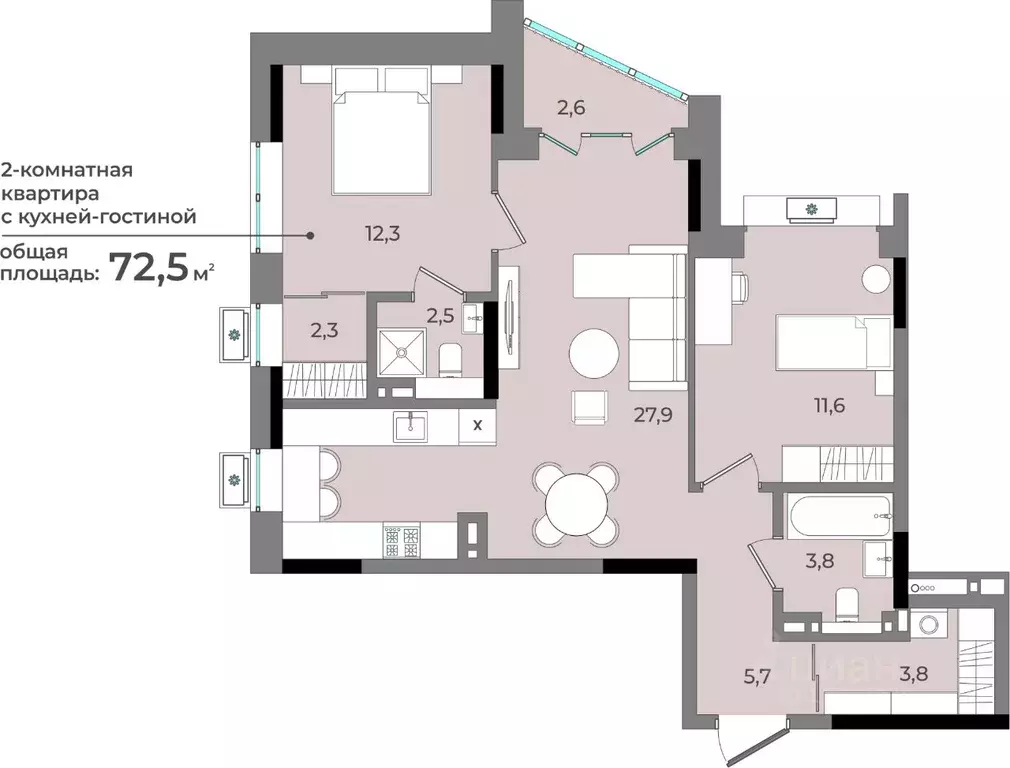 2-к кв. Удмуртия, Ижевск ул. Имени В.С. Тарасова, 6 (72.5 м) - Фото 0