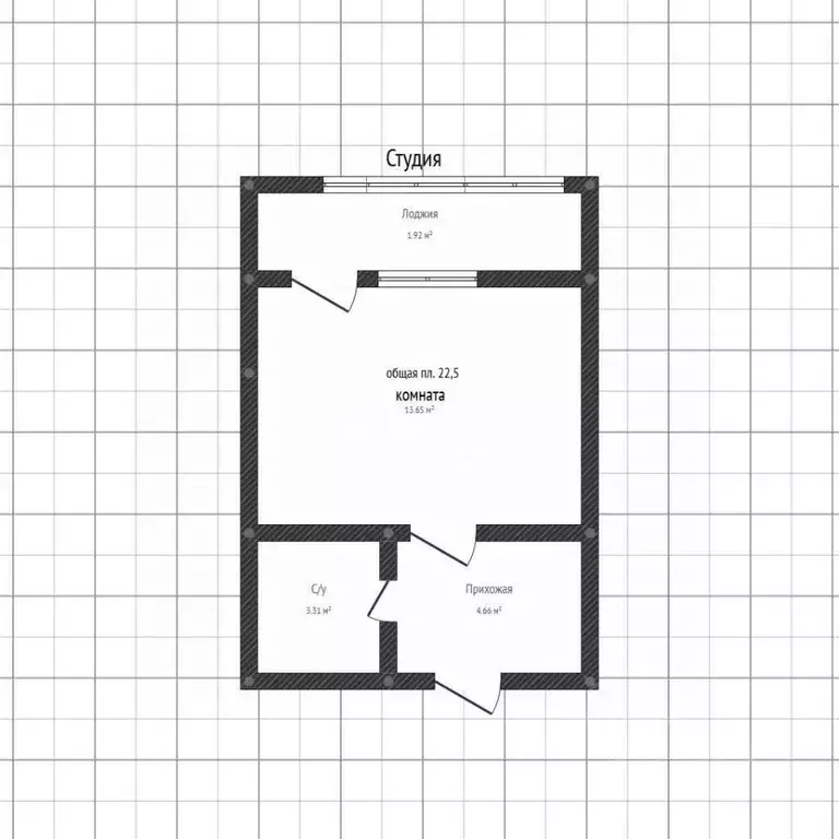 Студия Адыгея, Майкоп ул. К.А. Васильева, 1к4 (22.4 м) - Фото 2