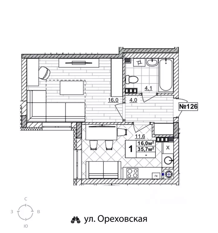 1-к кв. Нижегородская область, Нижний Новгород Смородина жилой ... - Фото 1