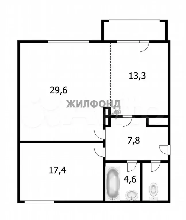 2-к. квартира, 75,4 м, 1/4 эт. - Фото 0