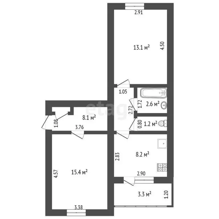 2-комнатная квартира: Ишим, Малая Садовая улица, 124 (49.2 м) - Фото 0